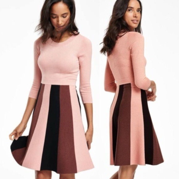 Boden Rosemary Dress Striped Knit Sweater Dress Pink Brown Size 12 - Picture 2 of 10